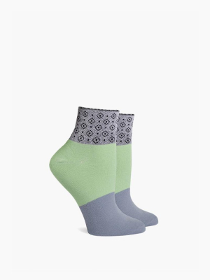 Celina Elastic Color Block Ankle Socks - Mint Green & Grey