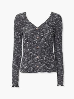 Marled Rib Knit Cardigan