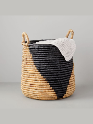 Woven Seagrass Basket - Tall Round (natural/black)