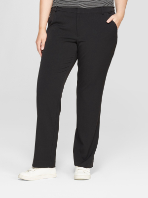 Women's Plus Size Bootcut Trousers With Comfort Waistband - Ava & Viv™