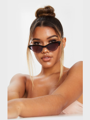 Black Half Frame Cat Eye Sunglasses