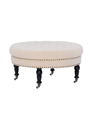 Isabelle Round Tufted Ottoman - Linon