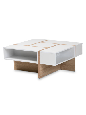 Rasa Wood Coffee Table White/oak - Baxton Studio