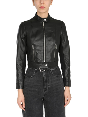 Michael Michael Kors Cropped Leather Biker Jacket