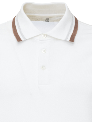 Brunello Cucinelli Striped Collar Polo Shirt