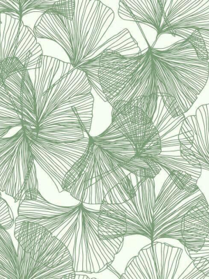 Gingko Leaves Peel & Stick Wallpaper In Green By Roommates For York Wallcoverings