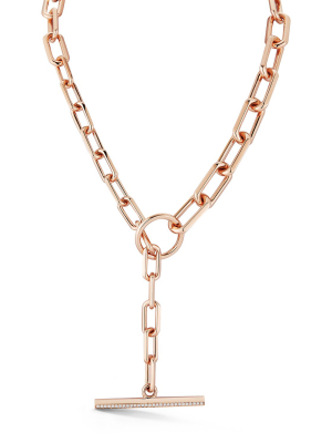 Saxon 18k Rose Gold And Diamond Graduated Link Chain Toggle Necklace