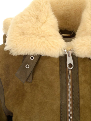 Chloé Zip Hooded Aviator Jacket