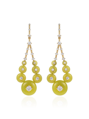 Gravity Diamond, Serpentine 18k Yellow Gold Earrings