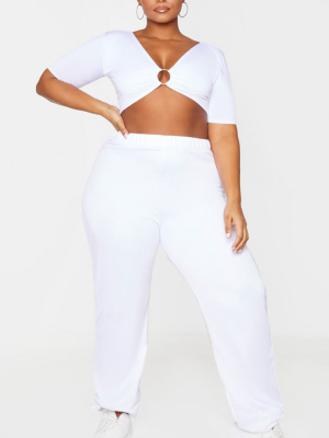 Plus Cream Basic Cuffed Hem Joggers