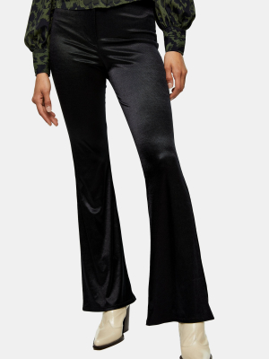 Black Satin Flare Pants