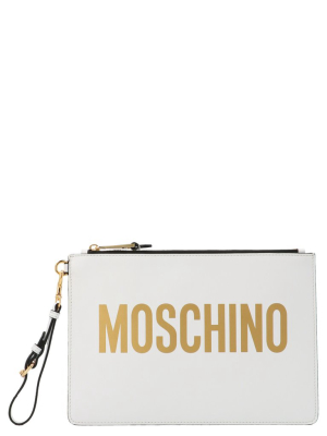 Moschino Logo Printed Clutch Bag