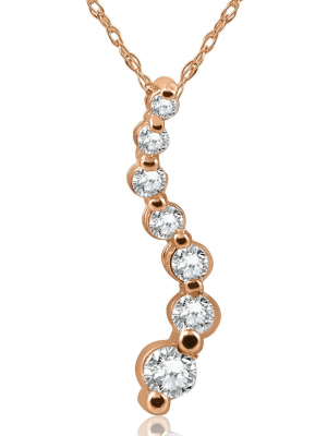 Pompeii3 1/2ct Diamond Journey Pendant 14k Rose Gold Womens Jewelry Necklace