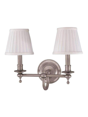 Beekman 2 Light Wall Sconce Satin Nickel