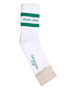 Golden Goose Deluxe Brand Logo Printed Striped Socks