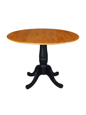 42" Candace Round Dual Drop Leaf Pedestal Table Black/cherry - International Concepts