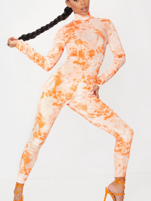 Orange Tie Dye Velvet Jumpsuit