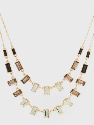 Baguette Stone Charm Layered Necklace - A New Day™