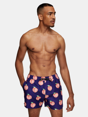 Considered Purple Peach Print Swim Shorts