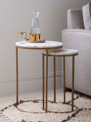 Marble Round Nesting Side Table (set Of 2)