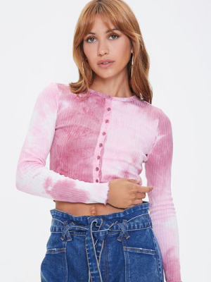 Buttoned Tie-dye Crop Top