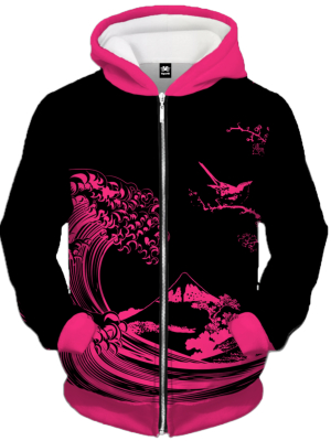 Fluorescent Wave Zip Up Hoodie