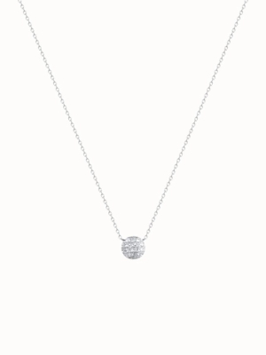 Lauren Joy Mini Disc Necklace In White Gold