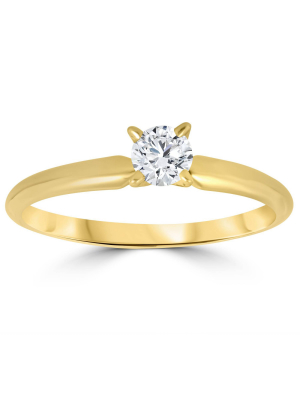 Pompeii3 1/3ct Round Diamond Solitaire Engagement Ring 14k Yellow Gold