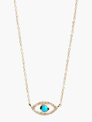 Diamond & Turquoise Evil Eye Pendant Necklace