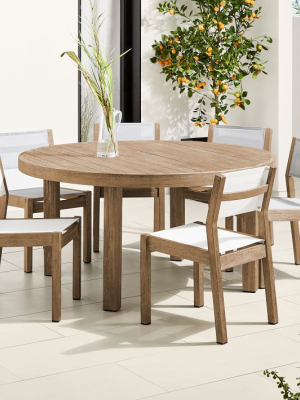 Portside Outdoor 60" Round Dining Table & 6 Textilene Chairs Set