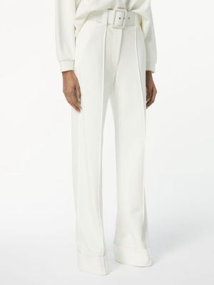 Belted Jersey Trousers In Ivory