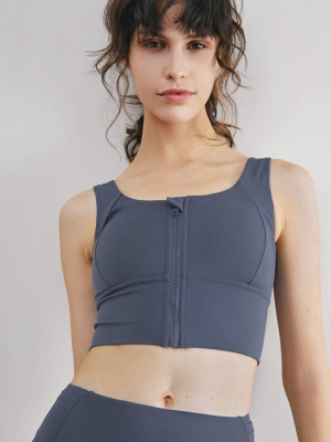 Navy Zip Ultimate Sports Bra