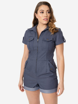 Unique Vintage Blue Denim Mia Romper