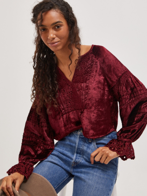 Stassi Eyelet Velvet Blouse