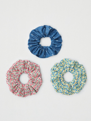 Aeo Chambray + Ditsy Scrunchies 3-pack