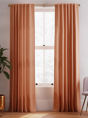 Solid Belgian Linen Melange Curtain - Terracotta