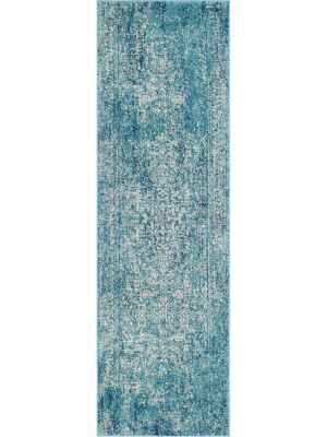 Evoke Oriental Blue/ivory Runner Rug