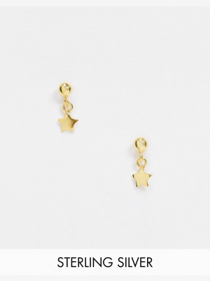 Asos Design Sterling Silver With Gold Plate Stud Earrings With Tiny Star Charm