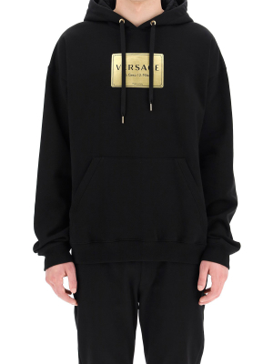 Versace Logo Print Hooded Sweatshirt