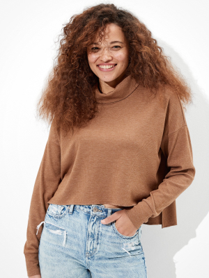 Ae Cropped Long Sleeve Mock Neck T-shirt