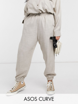 Asos Design Curve Tailored Jogger In Camel Texture