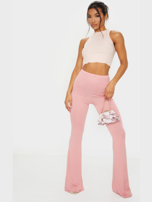 Baby Pink Jersey Flared Trousers