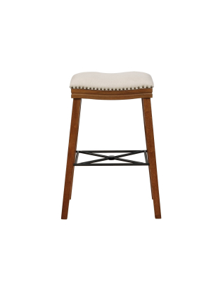 Dawson Bar Counter Height Barstool With Metal Stretchers Buff Beige - Linon