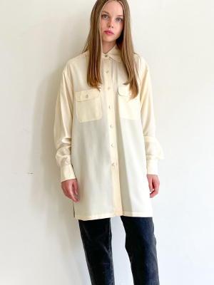 Cream Longline Button Up