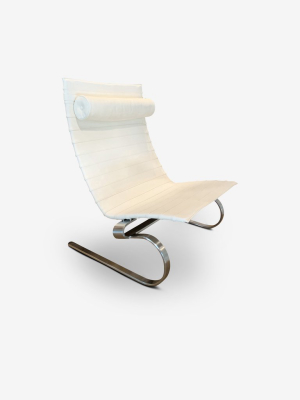 Pk20 Lounge Chair In White Leather By Poul Kjaerholm For Fritz Hansen