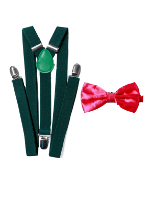 Le Rose Et Le Vert | Bow Tie & Suspender Combo Pack