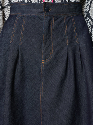 Blue Cotton Stretch Denim Skirt