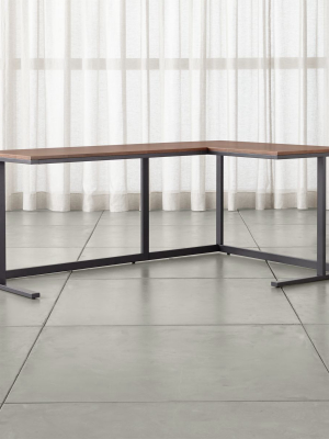 Pilsen Graphite Corner Desk With Walnut Top