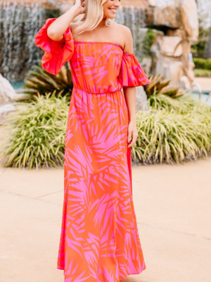 So Much To Do Red Palm Print Maxi Dress