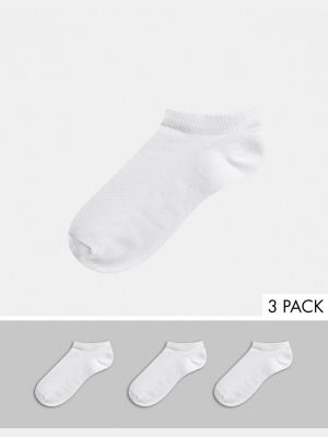 Selected Homme 3 Pack Sneaker Socks In White